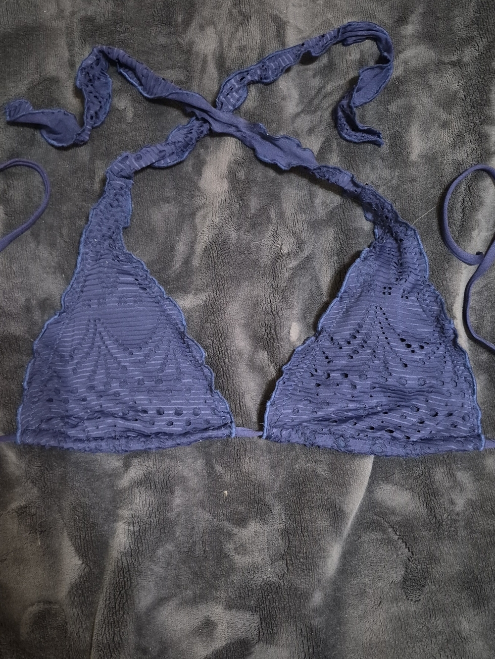 Navy Crochet Triangle Bralette - Women Intimates & Sleepwear